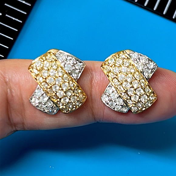 🖤14K gold post “X” design earrings - Picture 1 of 17